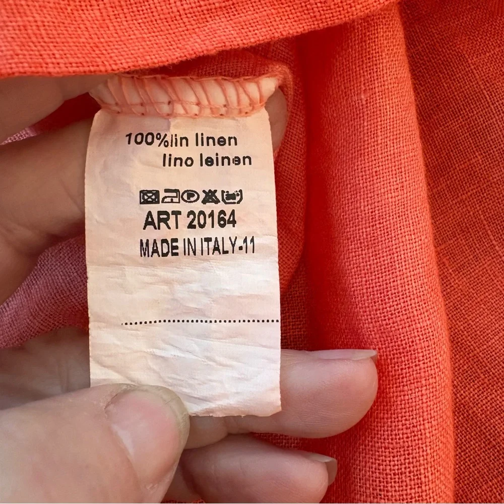 BOGNAR BLU Designer. Linen Ombré White Peach Tunic Top or Dress! 3/4 Sleeves! XL - Picture 8 of 11